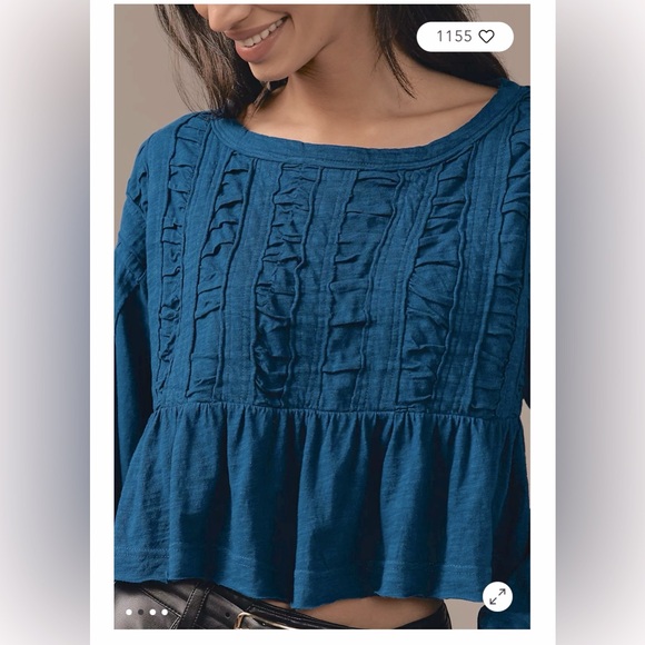 NEW WITH TAGS ANTHROPOLOGIE Pilcro Blue Textuted Babydoll In XL MSRP $68 - Picture 4 of 6